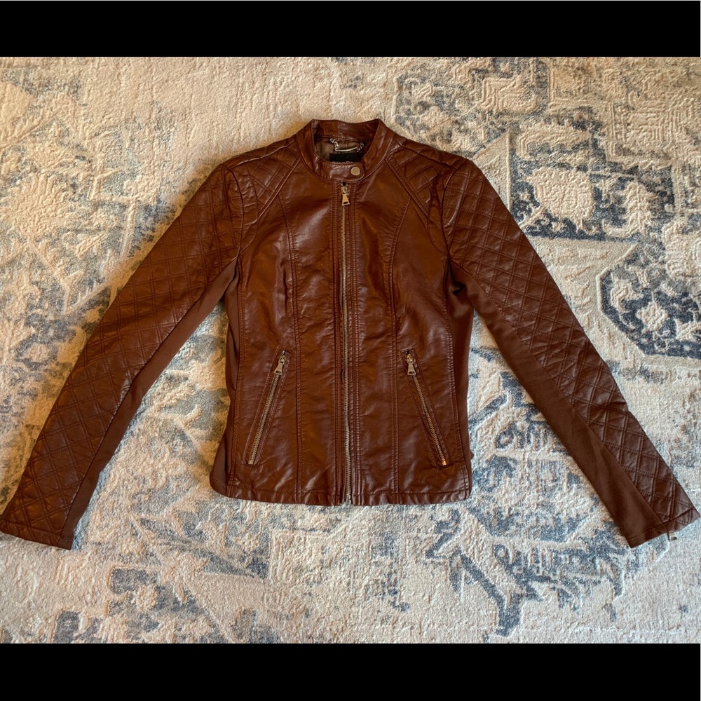 Vegan leather Express mixed-media jacket